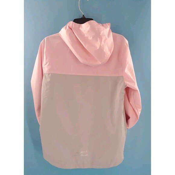 Girl Water Repellent Jacket Sz LG Hooded Rain Lightweight Coat  Pink &  Grey - Picture 7 of 16